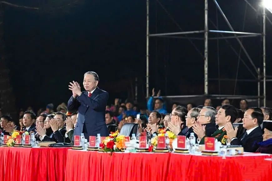 Tổng Bí thư Tô Lâm và các đại biểu tham dự tại điểm cầu Cao Bằng