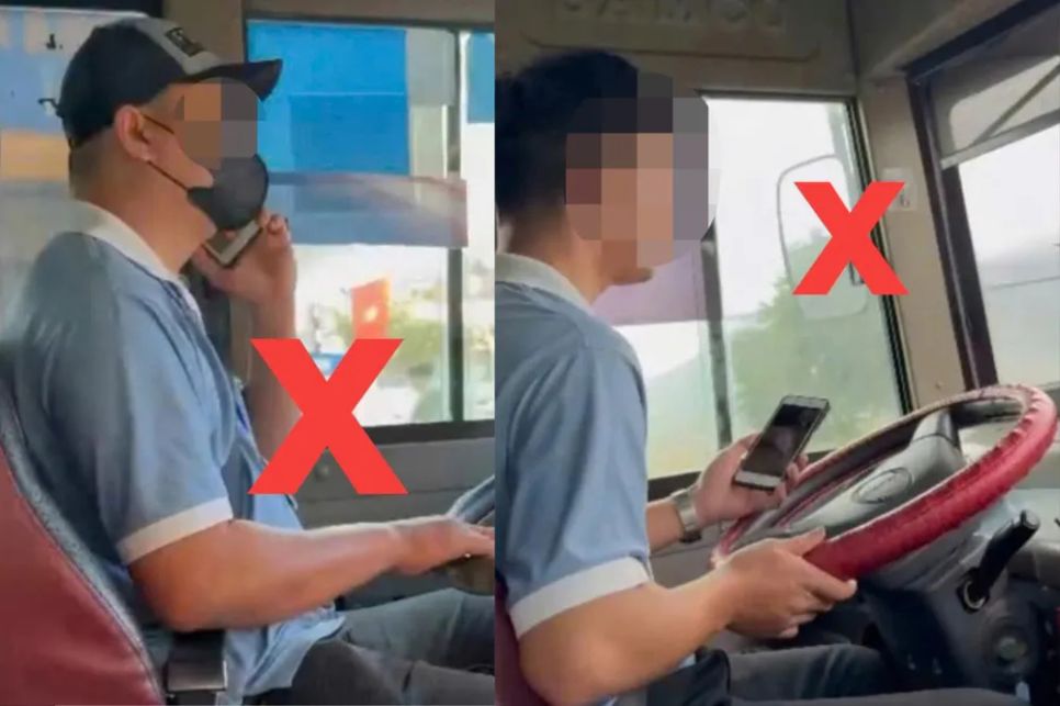 Hình ảnh tài xế xe buýt sử dụng điện thoại khi đang điều khiển phương tiện. Ảnh: CACC Hình ảnh tài xế xe buýt sử dụng điện thoại khi đang điều khiển phương tiện. Ảnh: CACC