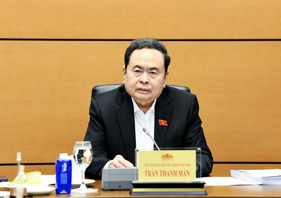 Chủ tịch Quốc hội Trần Thanh Mẫn phát biểu tại cuộc họp. Ảnh: Lâm Hiển Chủ tịch Quốc hội Trần Thanh Mẫn phát biểu tại cuộc họp. Ảnh: Lâm Hiển