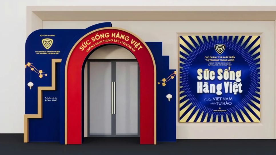 Nơi trưng bày không gian hàng Việt 100%. Ảnh: DMS