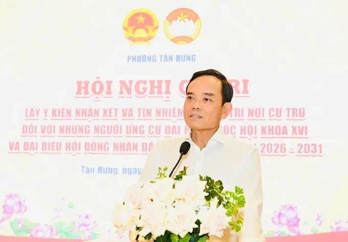 Bí thư Thành ủy TP.HCM Trần Lưu Quang trân trọng cảm ơn cử tri đã tín nhiệm. Ảnh: Việt Dũng