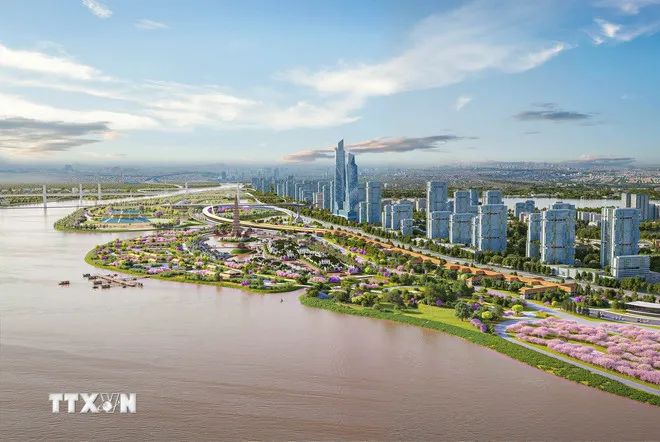 Phối cảnh dự án Trục Đại lộ cảnh quan sông Hồng trên địa bàn thành phố Hà Nội. (Ảnh: Phan Phương/TTXVN)