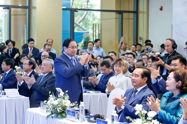 Thủ tướng Phạm Minh Chính dự lễ ra mắt VIFC-HCMC sáng 11-2. Ảnh: VGP/Nhật Bắc