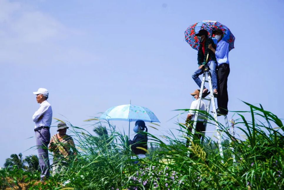 Xem đua thuyền. Ảnh: NGUYỄN TRANG