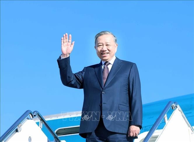 Tổng Bí thư Tô Lâm kết thúc chuyến tham dự Cuộc họp Khai mạc Hội đồng Hòa bình về Gaza tại Mỹ. Ảnh: TTXVN