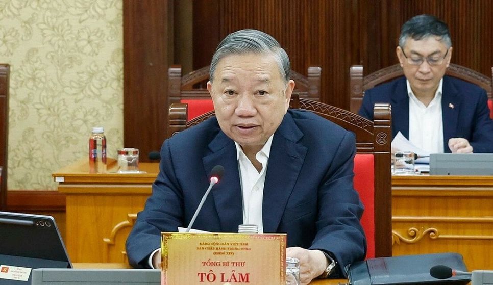 Tổng Bí thư Tô Lâm chủ trì họp Ban Bí thư về công tác tổ chức Tết Nguyên đán Bính Ngọ 2026, sáng 24/2. Ảnh: TTXVN