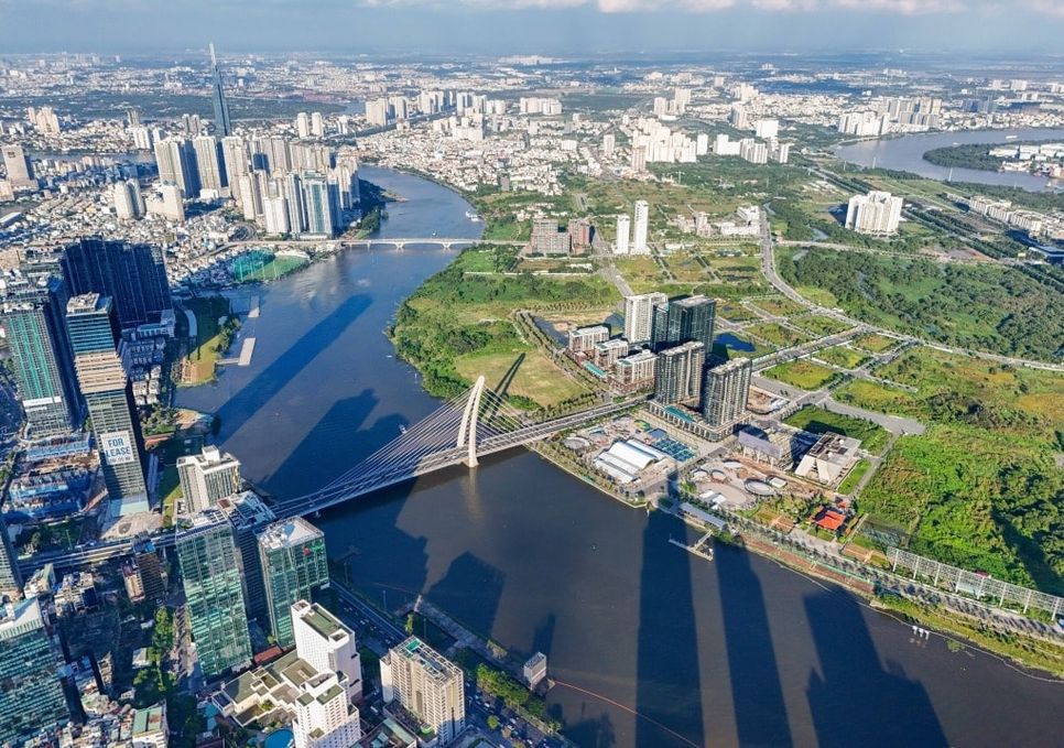 Bất động sản khu đô thị Thủ Thiêm, khu vực ven sông Sài Gòn. Ảnh: Quỳnh Trần