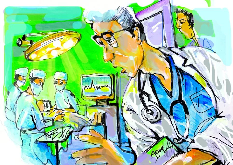 Bên hành lang bệnh viện