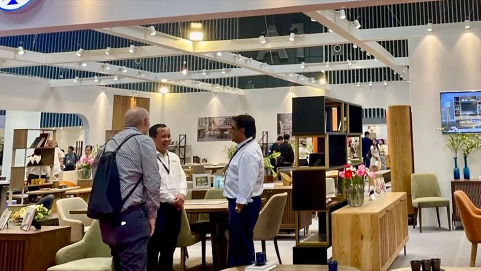 Sản phẩm của Công ty Interwood Vietnam trưng bày tại Hội chợ xuất khẩu Đồ gỗ và Nội thất TPHCM (HAWA EXPO 2026). ẢNH: LỆ LOAN