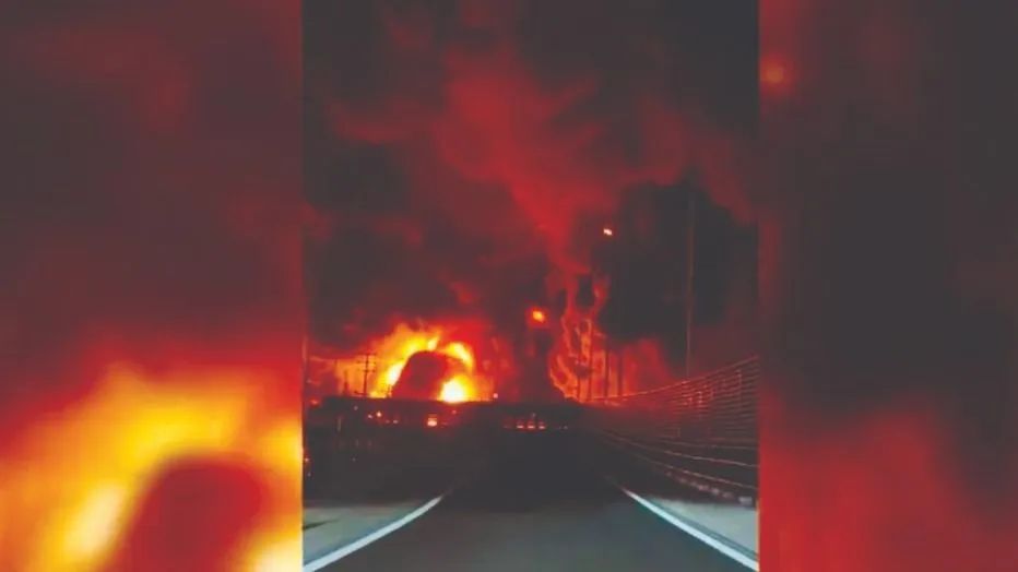 Đám cháy gần một kho chứa xăng dầu ở phía Đông Bắc Tehran (ẢNH: CNN)