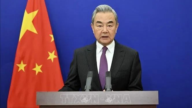 Bộ trưởng Ngoại giao Trung Quốc Vương Nghị phát biểu. Ảnh: THX/TTXVN