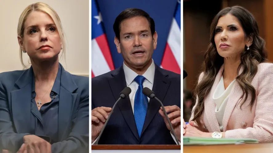 Bộ trưởng Tư pháp Mỹ Pam Bondi, Ngoại trưởng Mỹ Marco Rubio và Bộ trưởng An ninh nội địa Mỹ <br> Kristi Noem. Ảnh: GETTY IMAGES
