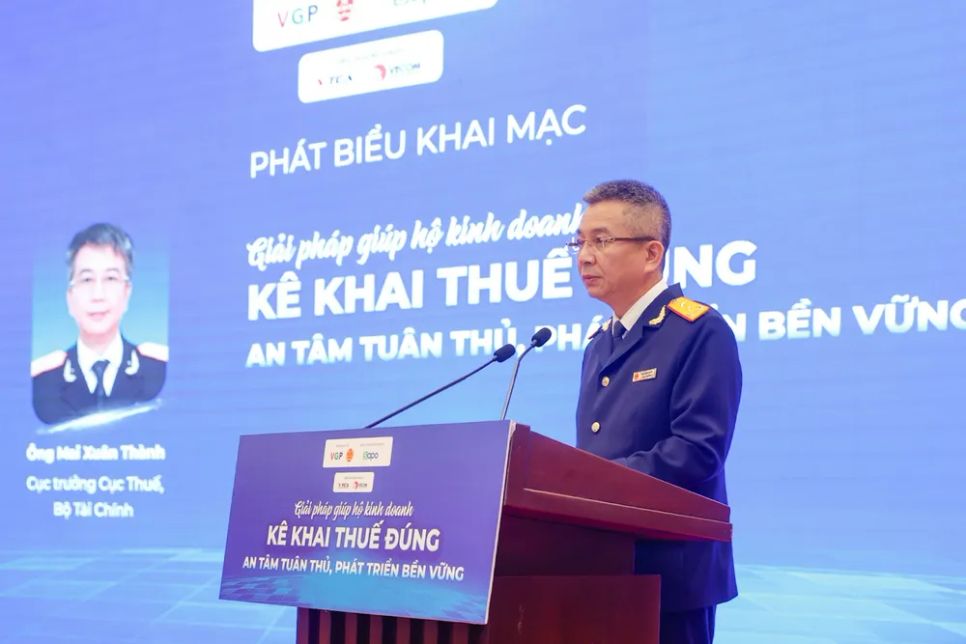 Ông Mai Xuân Thành, Cục trưởng Cục Thuế (Bộ Tài chính) phát biểu tại hội thảo