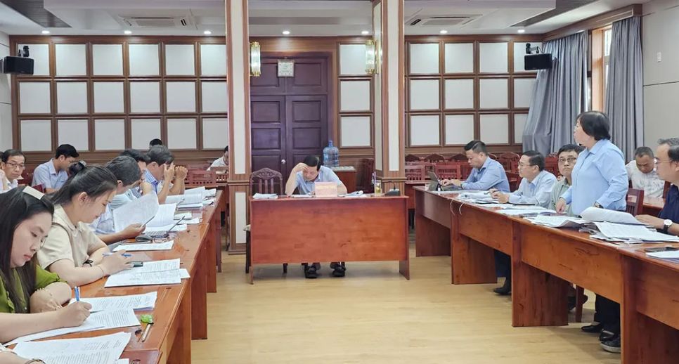 Thành viên Tổ Công tác 1645 phát biểu tại cuộc họp