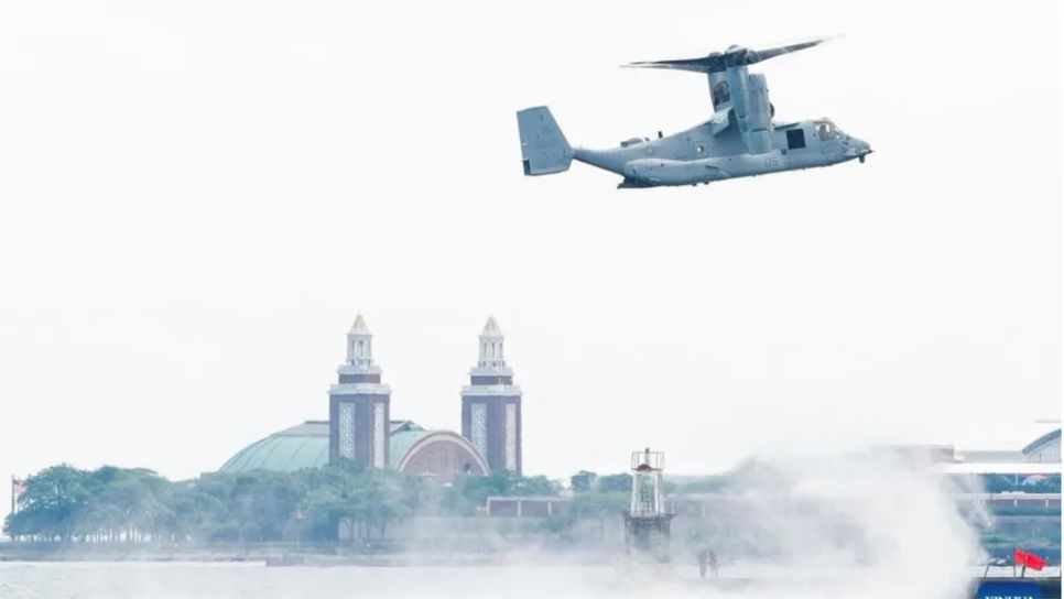 Máy bay MV-22 Osprey của Thủy quân lục chiến Mỹ. Ảnh: XINHUA