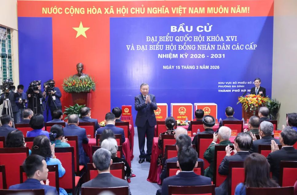 Tổng Bí thư Tô Lâm bỏ phiếu bầu cử đại biểu Quốc hội khóa XVI và đại biểu HĐND các cấp