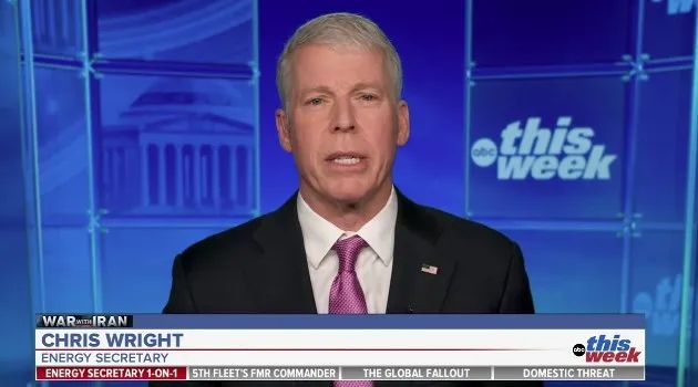 Bộ trưởng Năng lượng Mỹ Chris Wright trả lời phỏng vấn trực tiếp với kênh ABC News. Ảnh: ABC NEWS Bộ trưởng Năng lượng Mỹ Chris Wright trả lời phỏng vấn trực tiếp với kênh ABC News. Ảnh: ABC NEWS