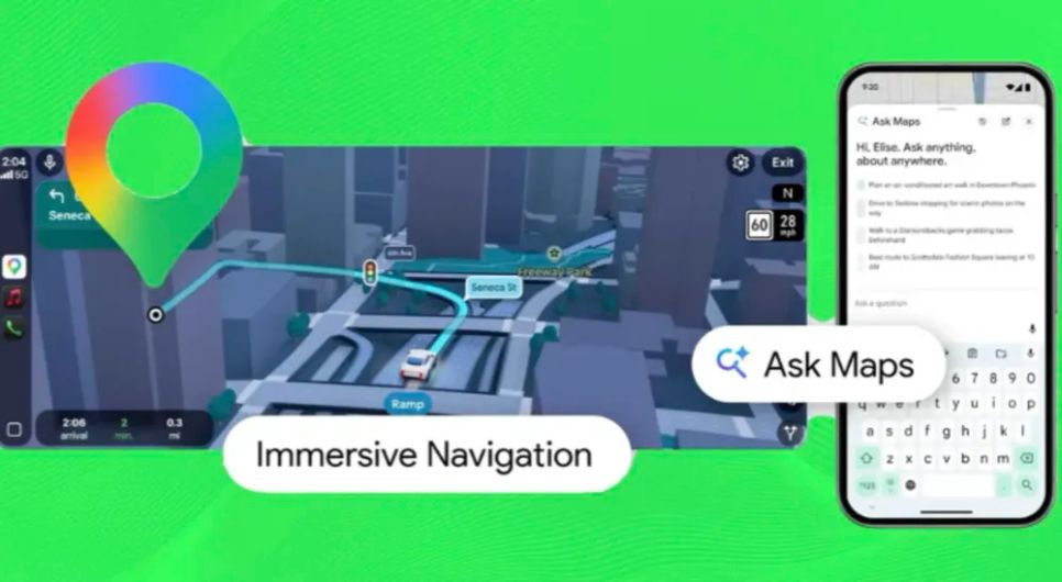 Tính năng Ask Maps và Immersive Navigation trên Google Maps.