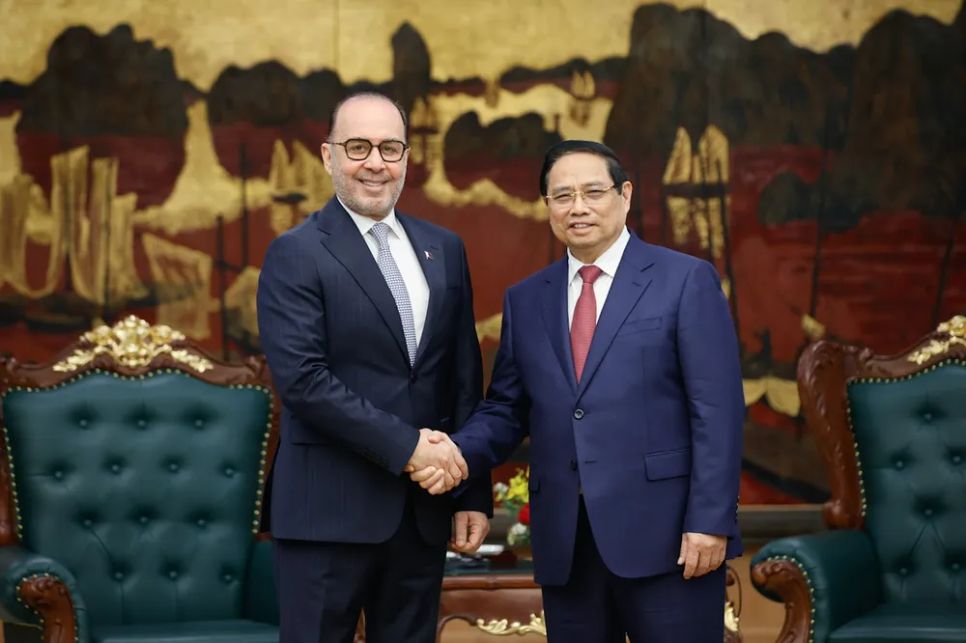 Thủ tướng Phạm Minh Chính tiếp Đại sứ Nhà nước Qatar tại Việt Nam Khalid Ali Abdullah Abel. Ảnh: VIẾT CHUNG