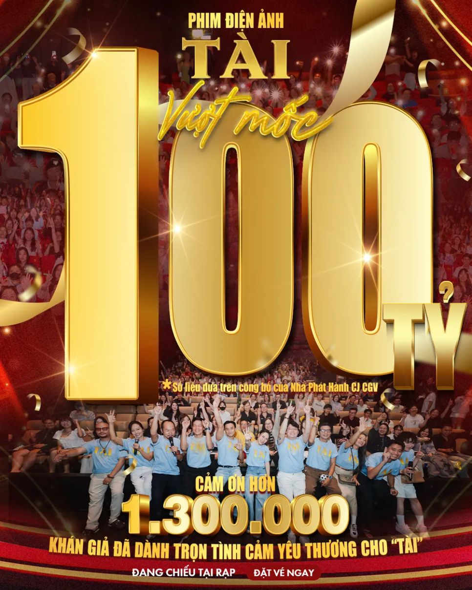 <i>Cột mốc doanh thu 100 tỷ đồng ấn tượng của phim </i>Tài.<i> Ảnh: ĐPCC</i>