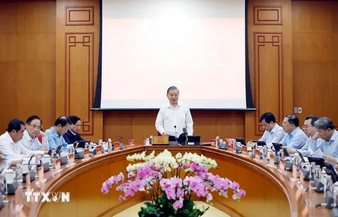 Tổng Bí thư Tô Lâm, Trưởng Ban Chỉ đạo Trung ương về phát triển khoa học, công nghệ, đổi mới sáng tạo và chuyển đổi số phát biểu. Ảnh: TTXVN