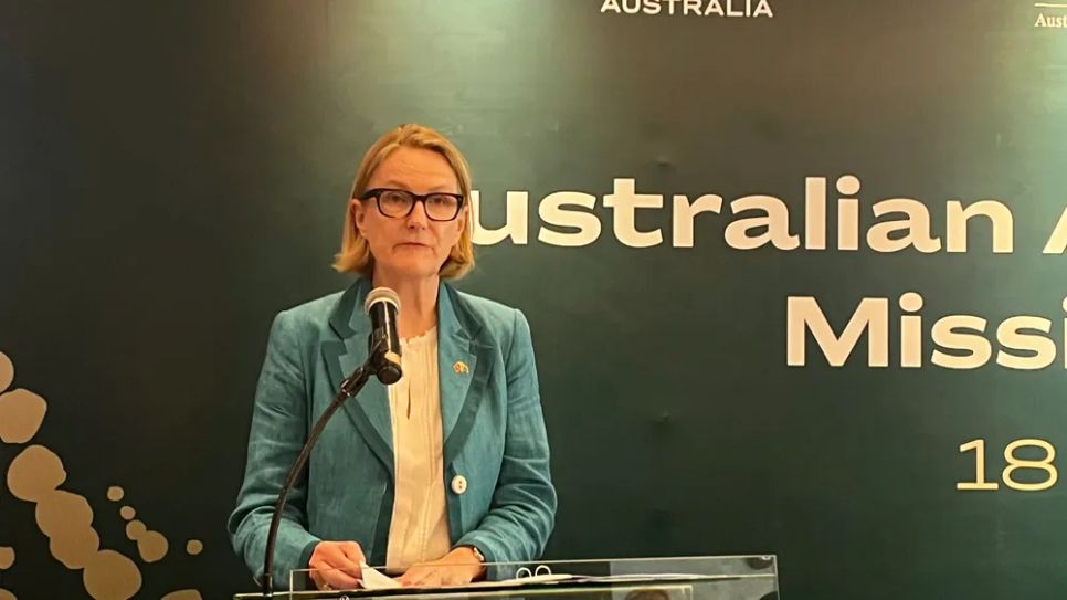 Bà Sarah Hooper, Tổng Lãnh sự Australia tại TPHCM phát biểu tại diễn đàn. Ảnh: <span style=