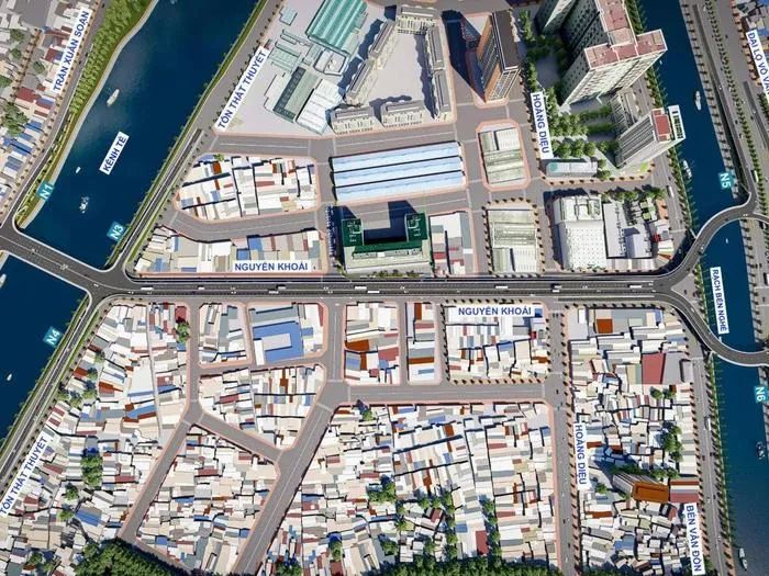 Phối cảnh dự án cầu đường Nguyễn Khoái.