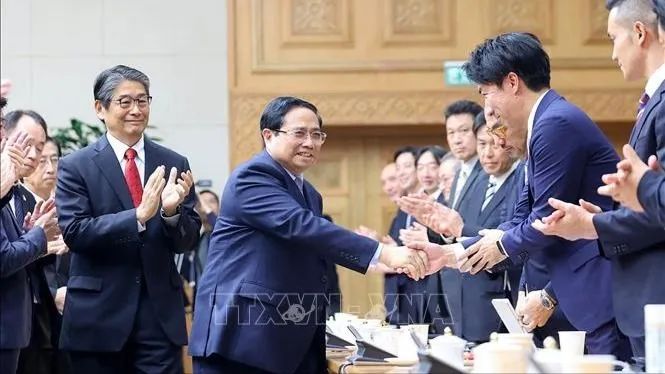 Thủ tướng Phạm Minh Chính với các doanh nghiệp Nhật Bản. Ảnh: TTXVN Thủ tướng Phạm Minh Chính với các doanh nghiệp Nhật Bản. Ảnh: TTXVN