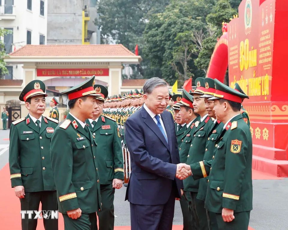 Tổng Bí thư Tô Lâm dự Lễ kỷ niệm 80 năm Ngày thành lập Binh chủng Công binh. Ảnh: TTXVN