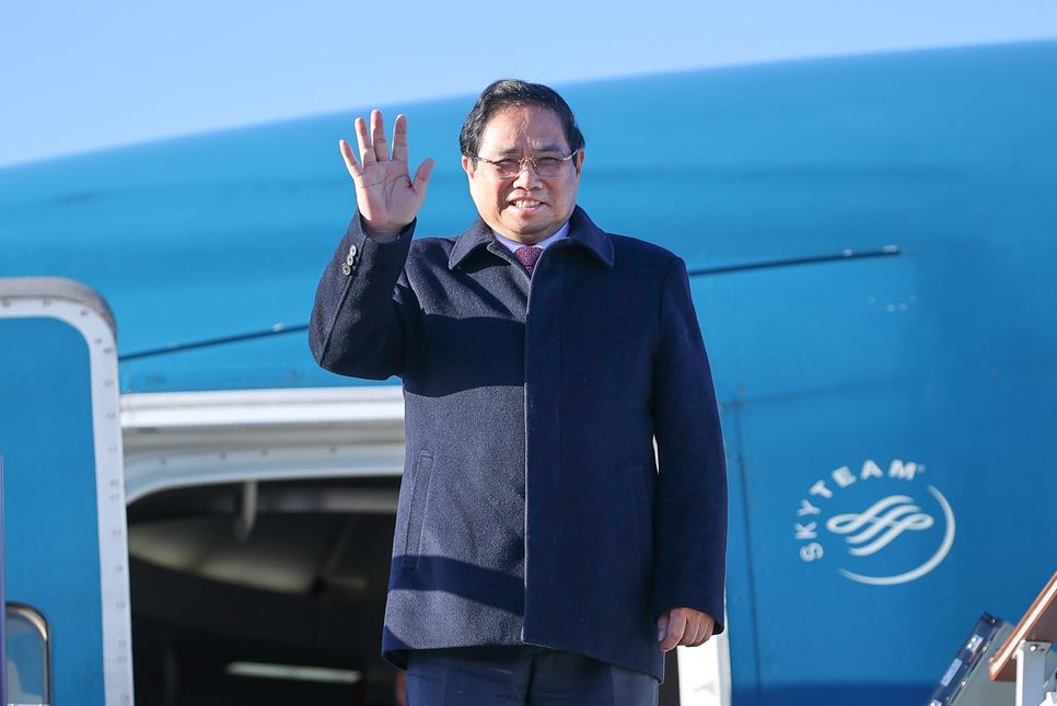 Thủ tướng Phạm Minh Chính tới Thủ đô Moscow, bắt đầu thăm chính thức Liên bang Nga. Ảnh: VGP/Nhật Bắc