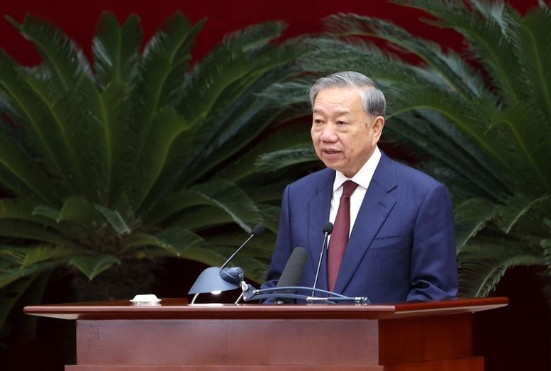 Tổng Bí thư Tô Lâm: Chúng ta không chấp nhận tăng trưởng thấp. Phải kiên trì thực hiện mục tiêu tăng trưởng kinh tế cao, bền vững, thực chất.<i> Ảnh: VGP/Đức Tuân</i>