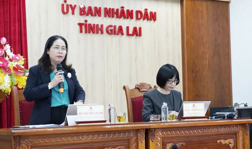 Giám đốc Sở VH-TT-DL tỉnh Gia Lai Đỗ Thị Diệu Hạnh thông tin tại họp báo
