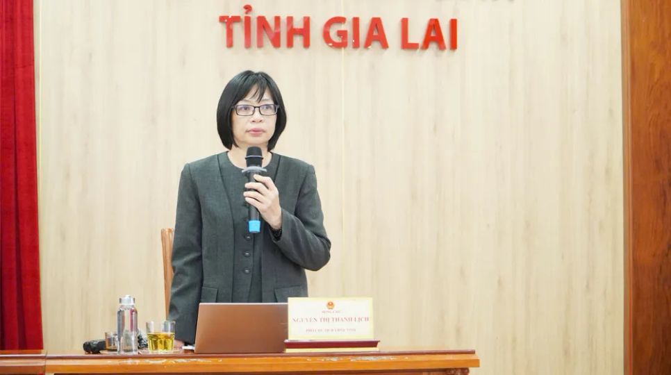 Phó Chủ tịch UBND tỉnh Gia Lai Nguyễn Thị Thanh Lịch trao đổi tại họp báo