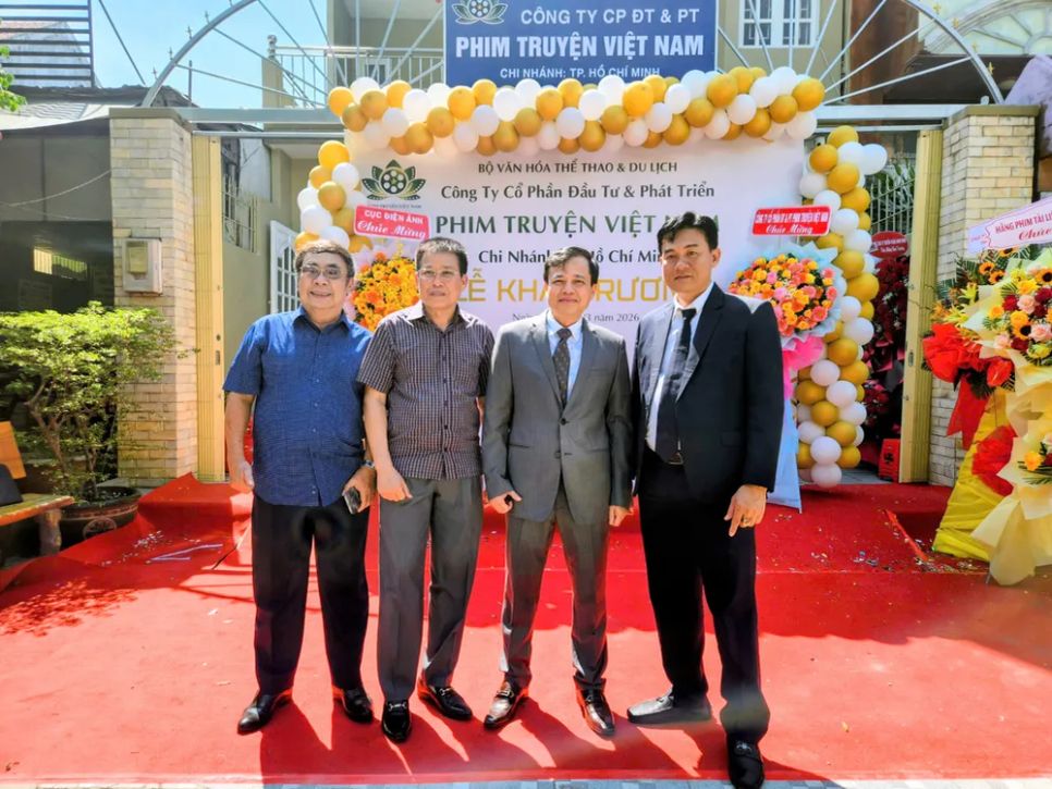 Ông Đỗ Quốc Việt, Phó Cục trưởng Cục Điện ảnh tham dự lễ khai trương Công ty Cổ phần Đầu tư và phát triển Phim truyện Việt Nam chi nhánh TPHCM. Ảnh: VĂN TUẤN