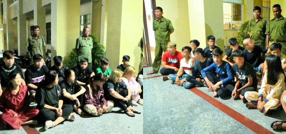 Các đối tượng thuộc 2 băng nhóm tại cơ quan công an