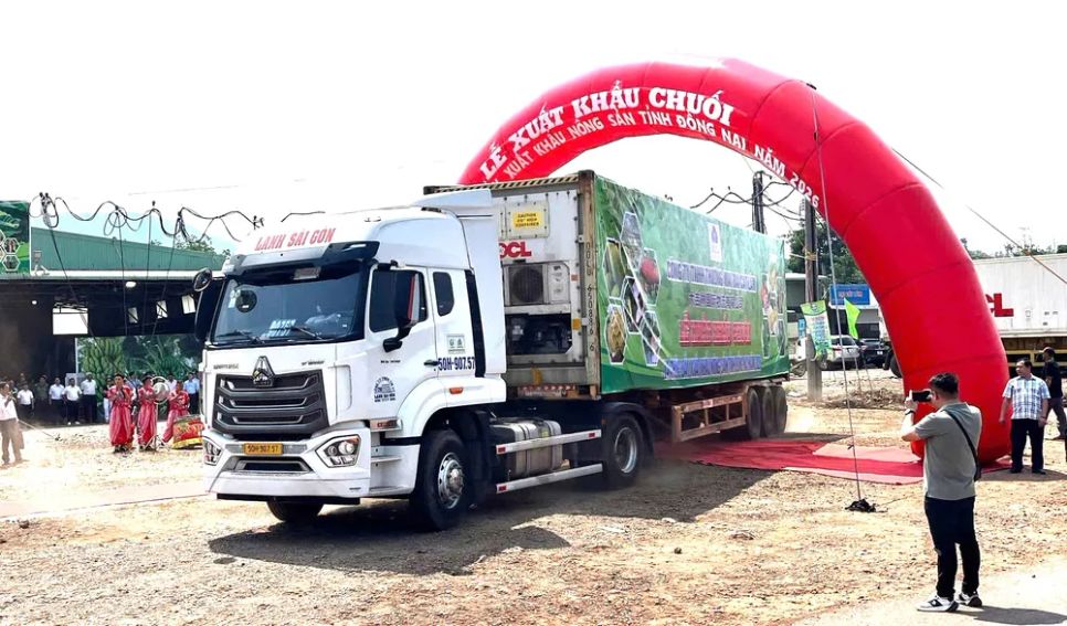 Xe container chuối của Đồng Nai xuất khẩu đi các nước