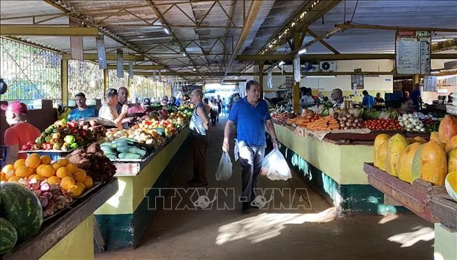 Bên trong chợ nông sản 19B ở La Habana.