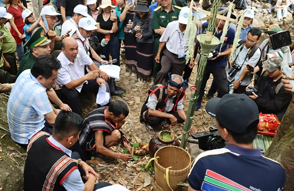 Các già làng thực hiện nghi thức cúng rừng