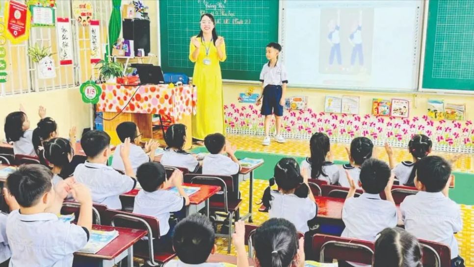 Học sinh Trường Tiểu học Thuận Kiều (phường Đông Hưng Thuận, TPHCM) trong giờ học