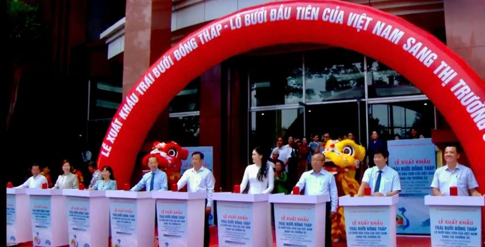 <i>Lễ xuất khẩu lô bưởi da xanh của Đồng Tháp đầu tiên sang Úc</i>