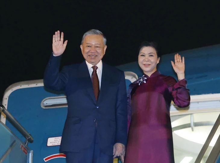 Tổng Bí thư, Chủ tịch nước Tô Lâm và Phu nhân lên đường thăm cấp Nhà nước đến Trung Quốc. Ảnh: TTXVN