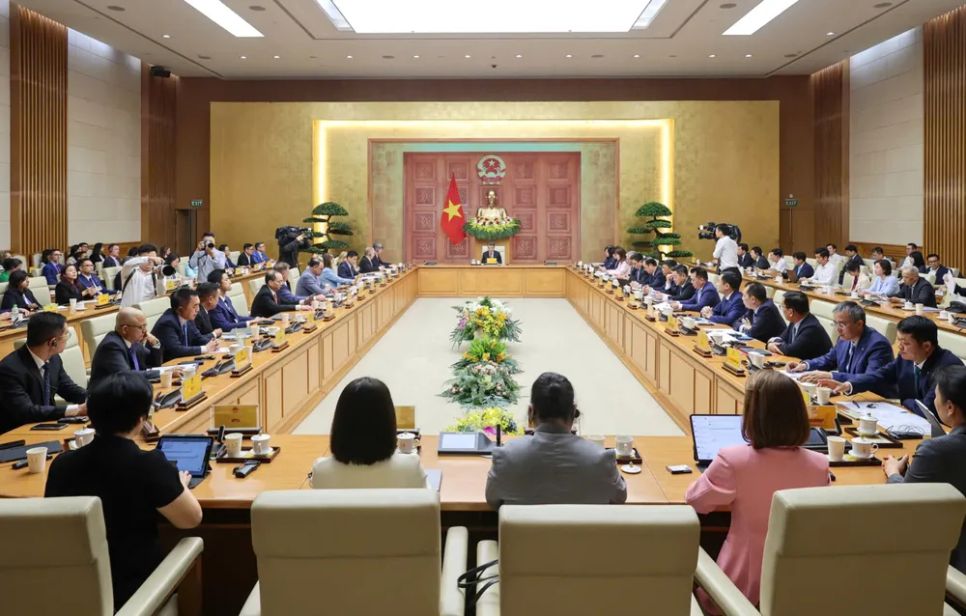 Thủ tướng Lê Minh Hưng làm việc với đoàn doanh nghiệp cấp cao USABC, chiều 16-4. Ảnh VIẾT CHUNG