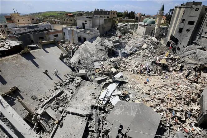 Cảnh đổ nát do xung đột tại Zrariyeh, Liban. Ảnh: THX/TTXVN