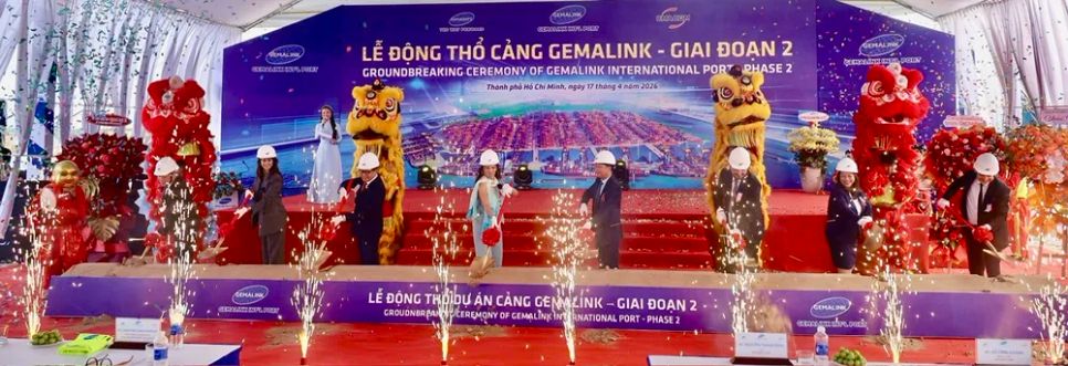 Nghi thức động thổ dự án Cảng nước sâu Gemalink – giai đoạn 2. Ảnh: QUỐC HÙNG