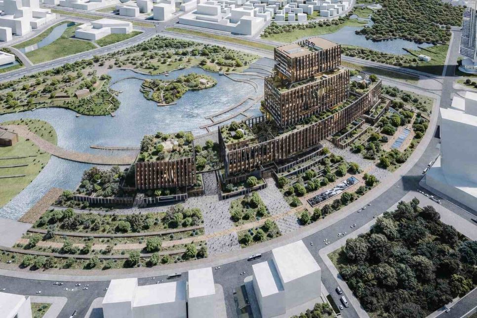 Phối cảnh Trung tâm hành chính tại Khu đô thị Thủ Thiêm, phường An Khánh. Ảnh: Trung tâm nghiên cứu kiến trúc TP.HCM