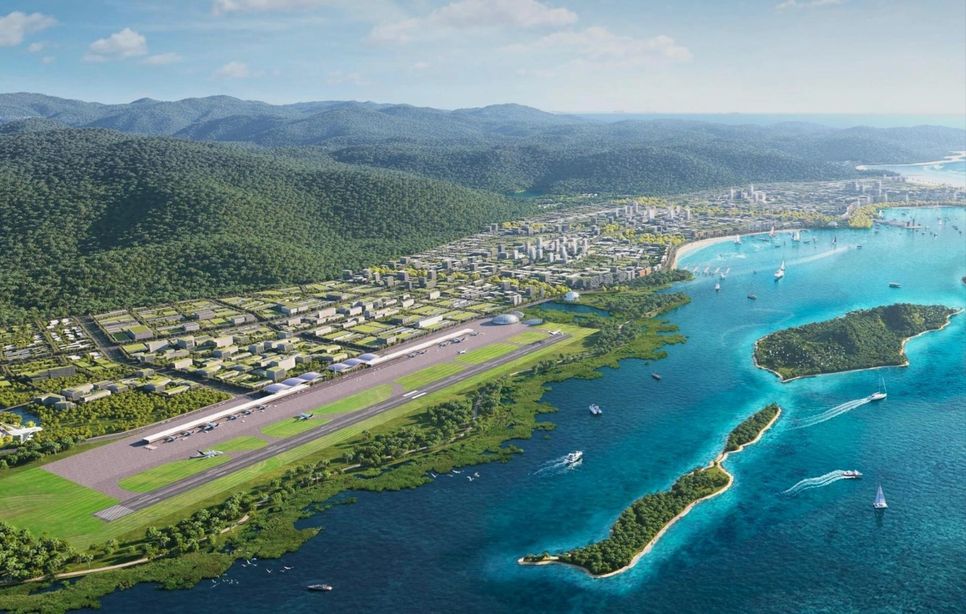 Phối cảnh sân bay quốc tế Vân Phong sau khi hoàn thành. Ảnh: V.L