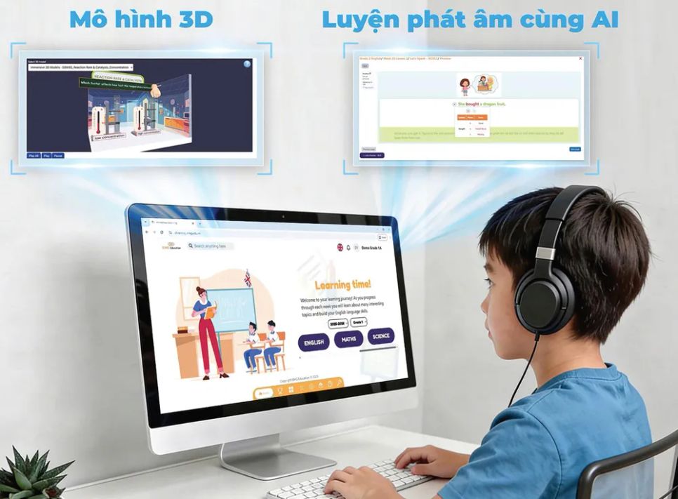 Học sinh học tập trên nền tảng ứng dụng công nghệ cao EMG Immersive Learning