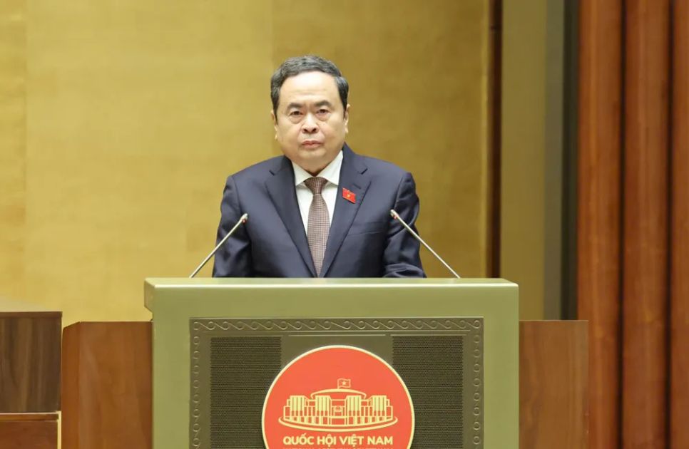 Chủ tịch Quốc hội Trần Thanh Mẫn phát biểu bế mạc kỳ họp, ngày 24-4. Ảnh: QUANG PHÚC