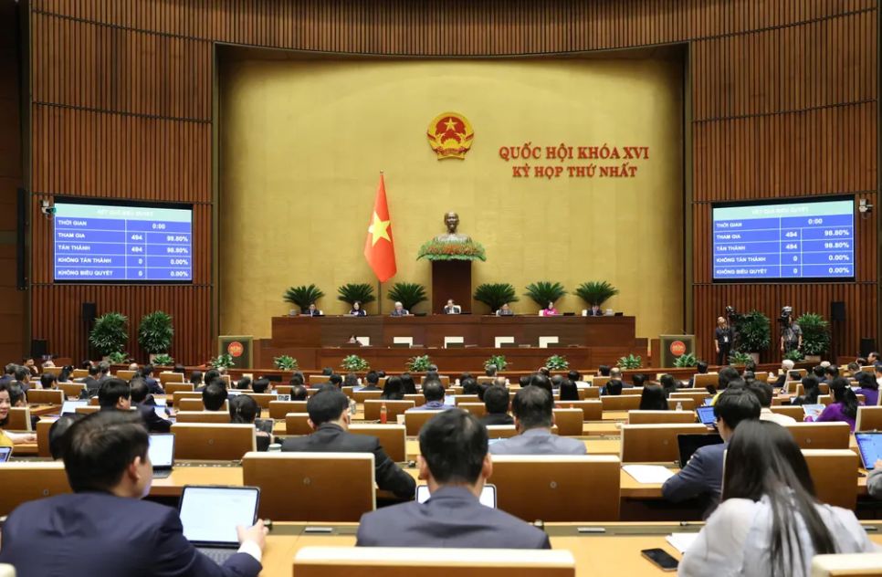 Các đại biểu Quốc hội đã biểu quyết thông qua Nghị quyết về kế hoạch tài chính 5 năm giai đoạn 2026 - 2030; kế hoạch vay, trả nợ công giai đoạn 2026 - 2030 với tỷ lệ tán thành 96,8%. Ảnh: QUANG PHÚC