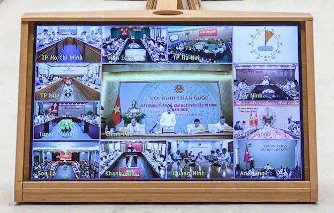 Các địa phương tham dự hội nghị qua các điểm cầu. Ảnh: VIẾT CHUNG